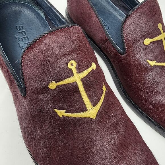 Sperry Top Sider Smoking Slipper Men 10 Overlook Burgundy Pony Anchor  STS18367 - Picture 2 of 13
